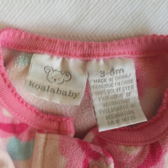 koala baby rose floral fleece zipper footie sleeper pajamas 3-6 months baby girl - Picture 4 of 5